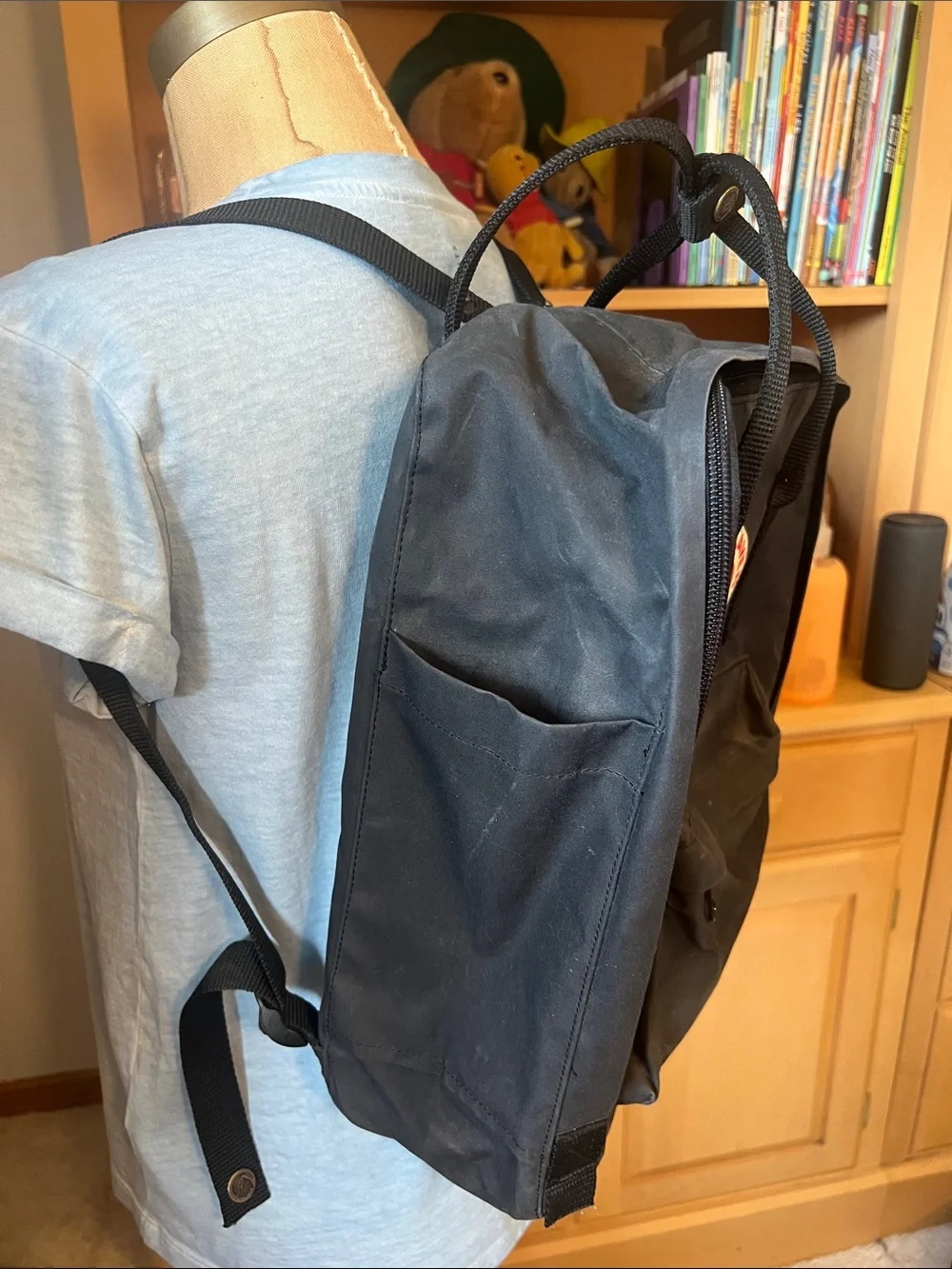 Fjallraven Kånken Black Backpack with Red Logo
